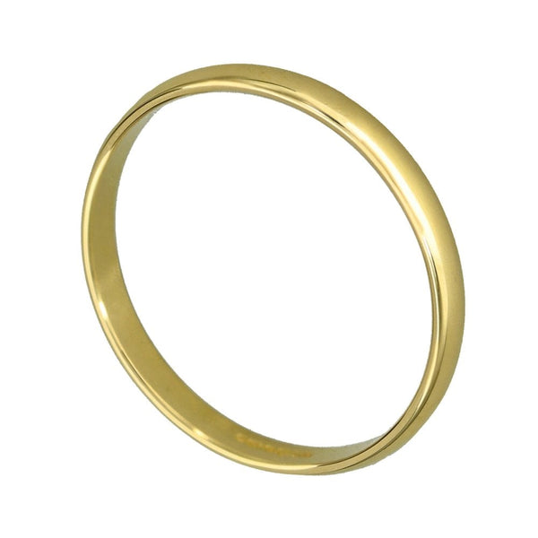 9ct Yellow Gold D-Shape Wedding Ring - Size N - 2mm