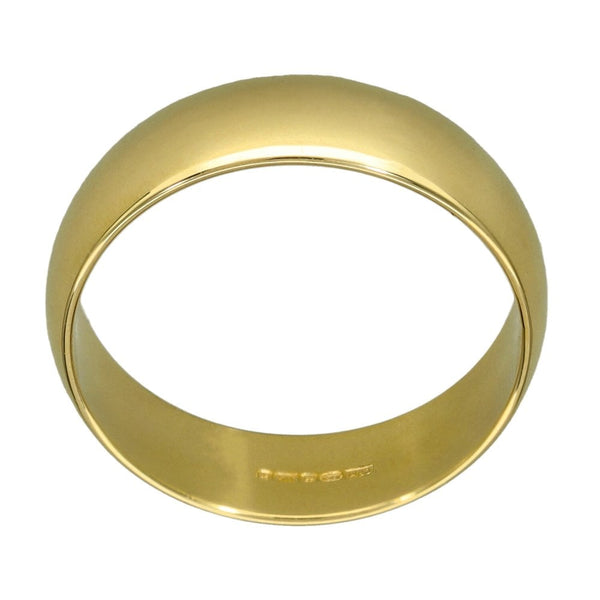 9ct Yellow Gold D-Shape Wedding Band - Size T - 6mm