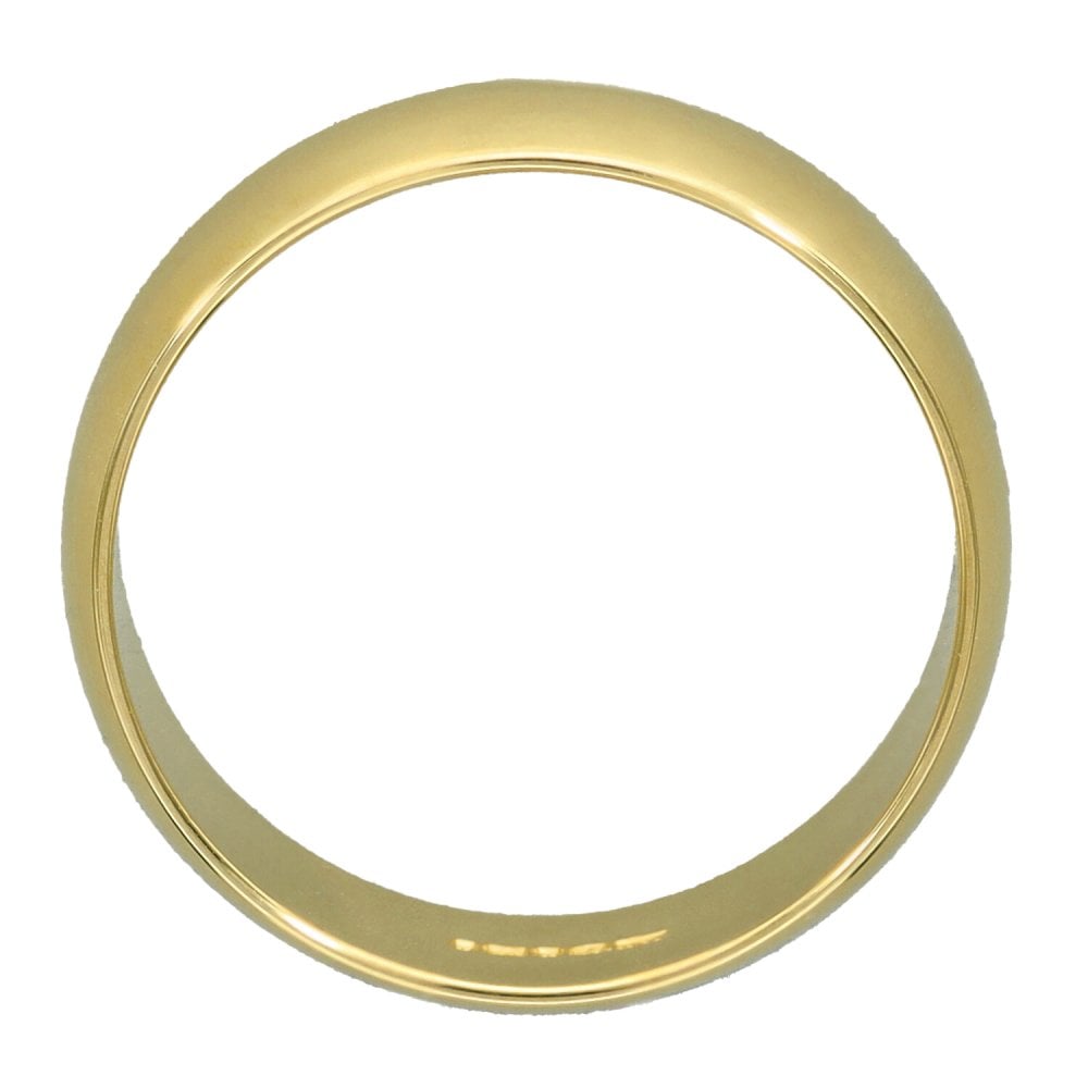 9ct Yellow Gold D-Shape Wedding Band - Size T - 6mm