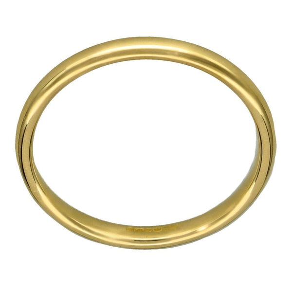 9ct Yellow Gold D-Shape Wedding Ring - Size N - 2mm