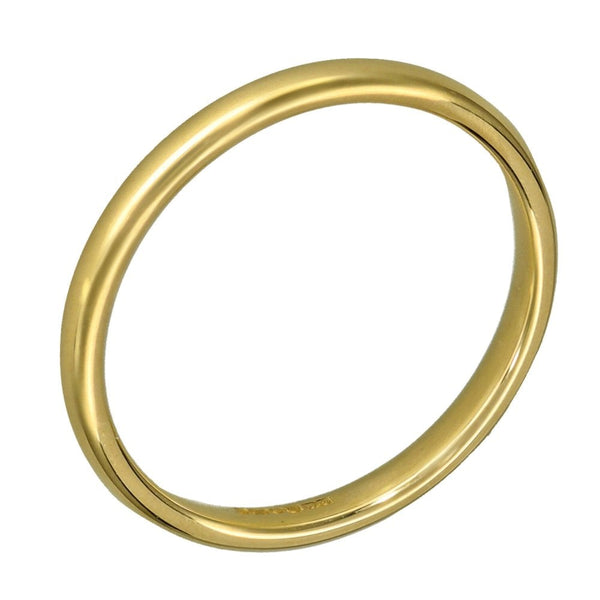 9ct Yellow Gold D-Shape Wedding Ring - Size N - 2mm