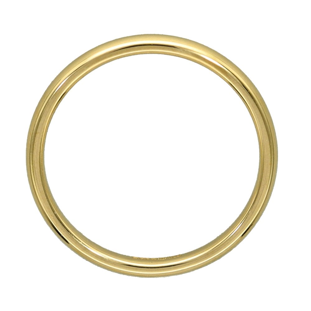 9ct Yellow Gold D-Shape Wedding Ring - Size N - 2mm