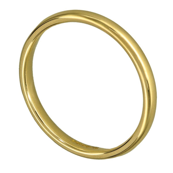 9ct Yellow Gold D-Shape Wedding Ring - Size N - 2mm