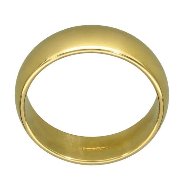 9ct Yellow Gold D-Shape Wedding Ring - Size T - 6mm