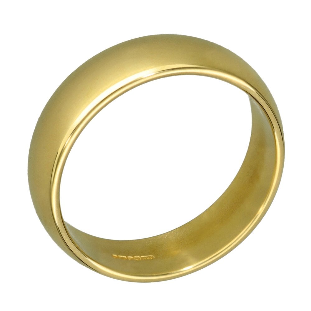 9ct Yellow Gold D-Shape Wedding Ring - Size T - 6mm