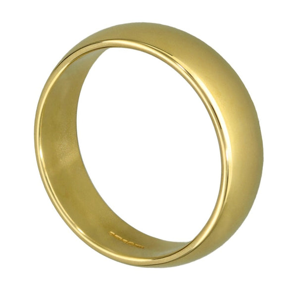 9ct Yellow Gold D-Shape Wedding Ring - Size T - 6mm
