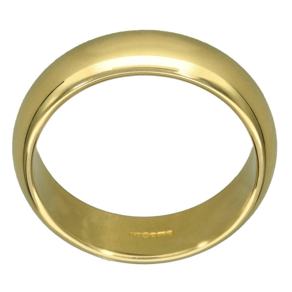 9ct Yellow Gold D-Shape Wedding Ring - Size T - 6mm