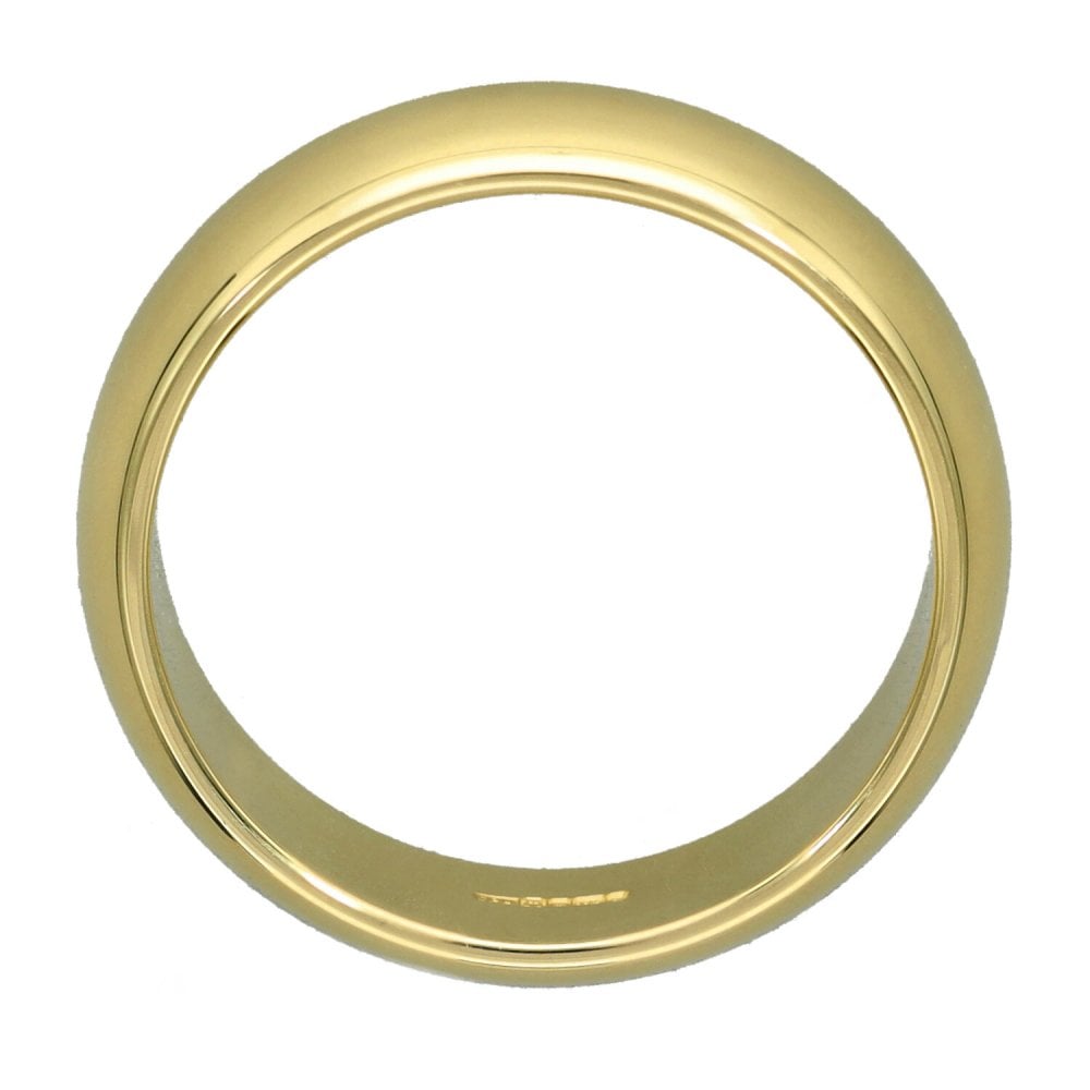 9ct Yellow Gold D-Shape Wedding Ring - Size T - 6mm