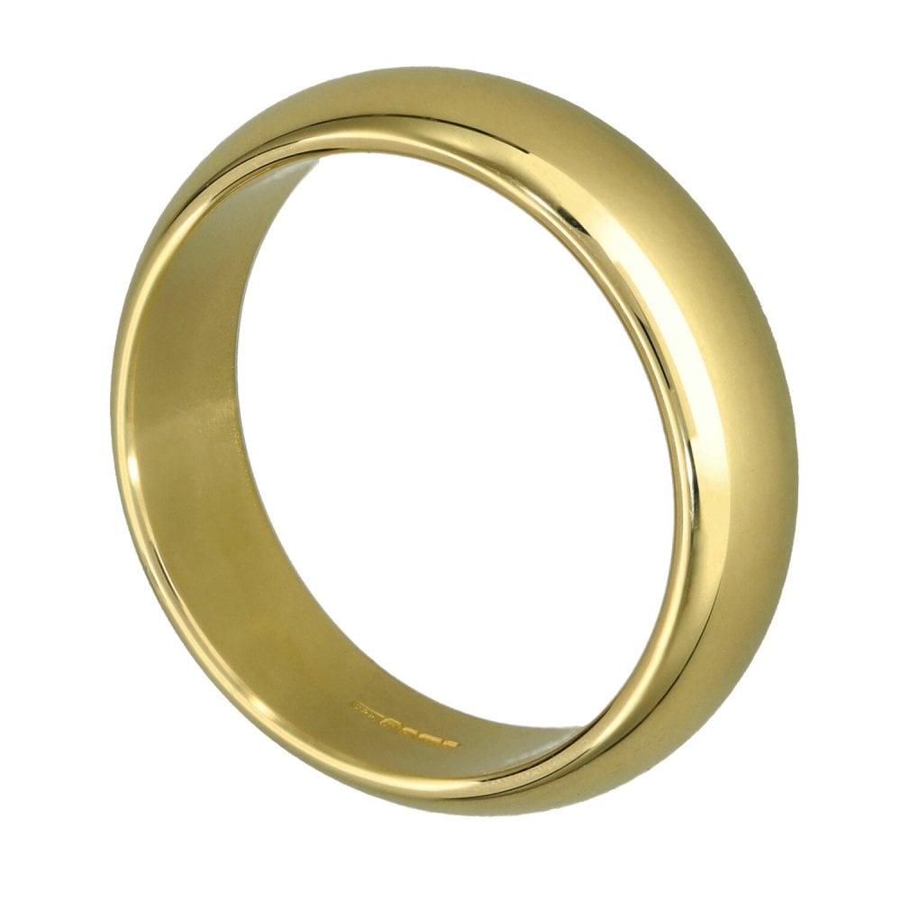 9ct Yellow Gold D-Shape Wedding Ring - Size T - 6mm