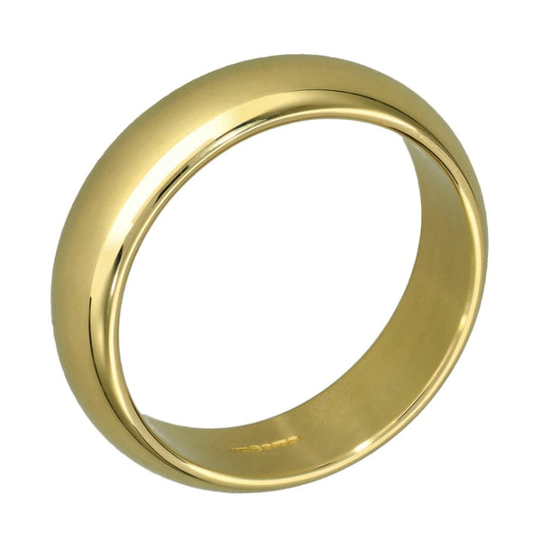 9ct Yellow Gold D-Shape Wedding Ring - Size T - 6mm