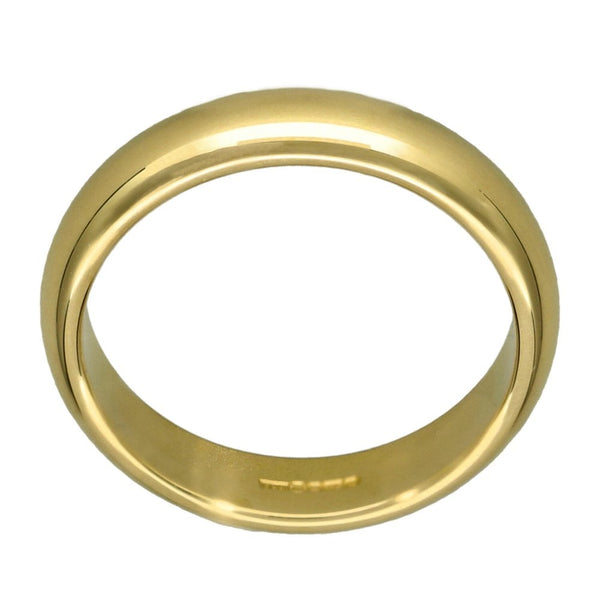 9ct Yellow Gold D-Shape Wedding Ring - Size N - 4mm