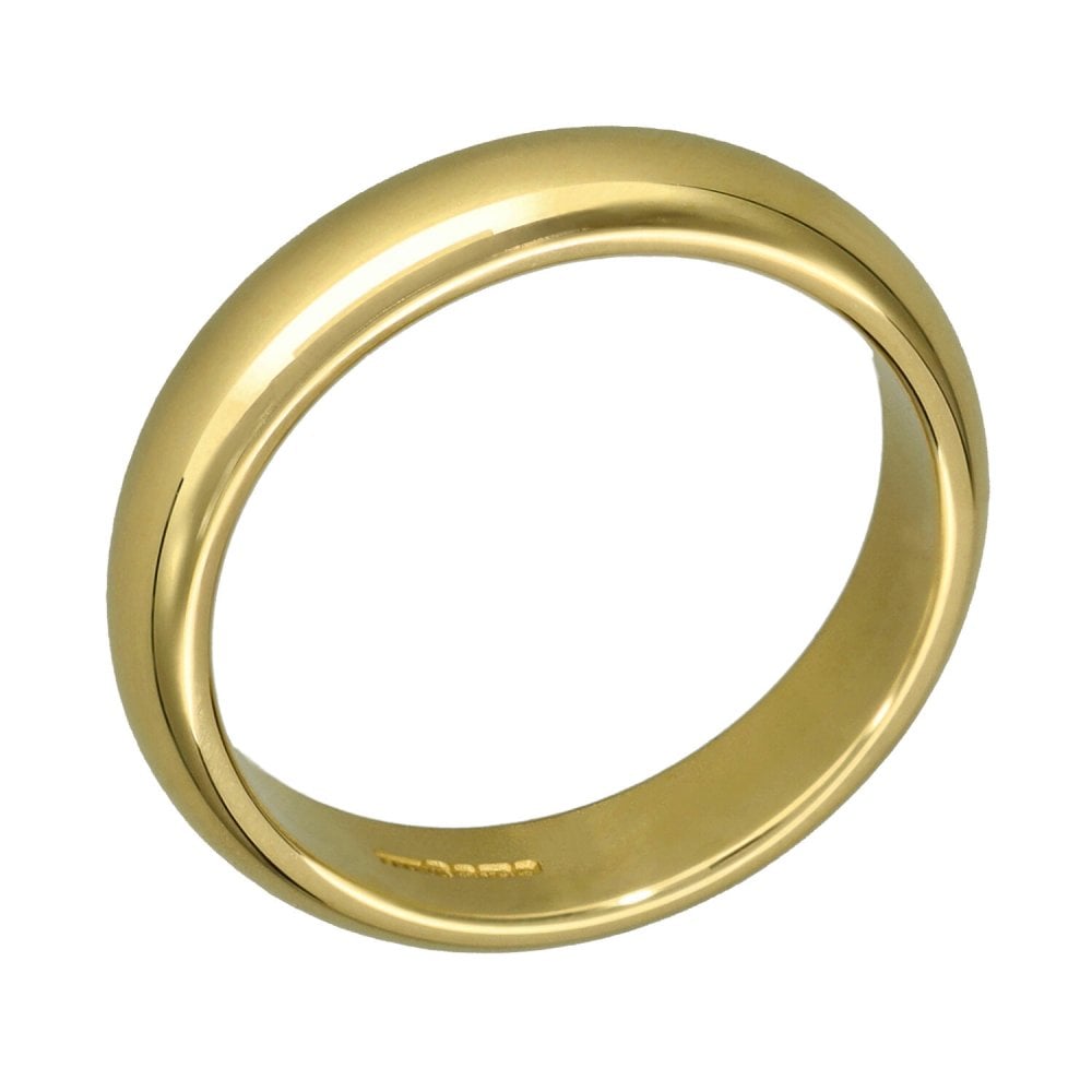 9ct Yellow Gold D-Shape Wedding Ring - Size N - 4mm