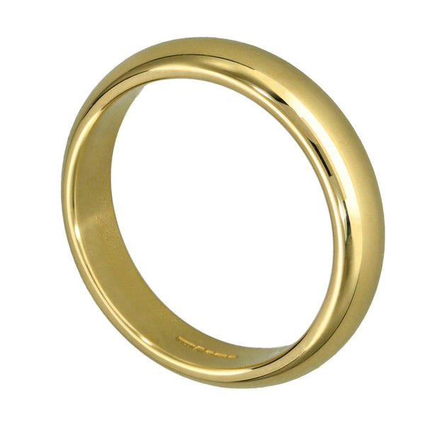 9ct Yellow Gold D-Shape Wedding Ring - Size N - 4mm