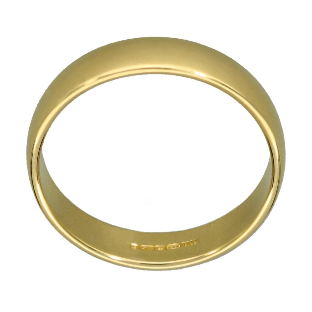 9ct Yellow Gold D-Shape Wedding Ring - Size N - 4mm