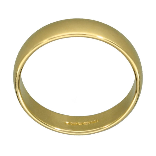 9ct Yellow Gold D-Shape Wedding Ring - Size N - 4mm