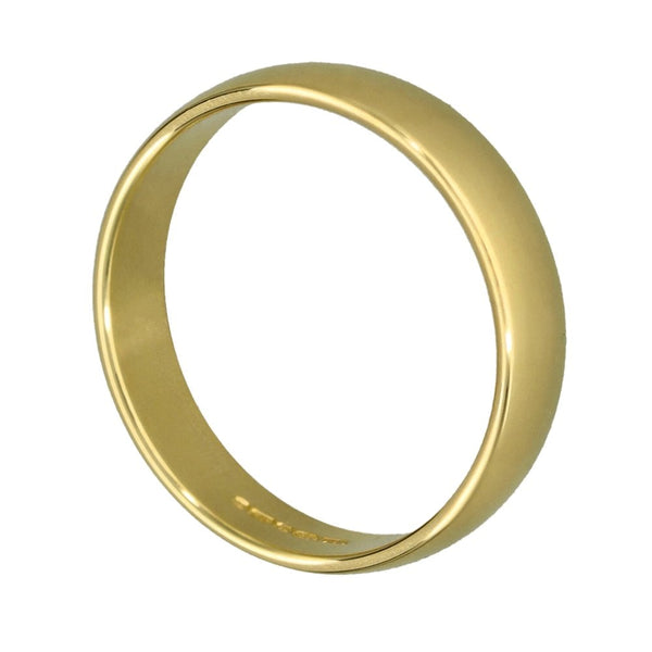 9ct Yellow Gold D-Shape Wedding Ring - Size N - 4mm