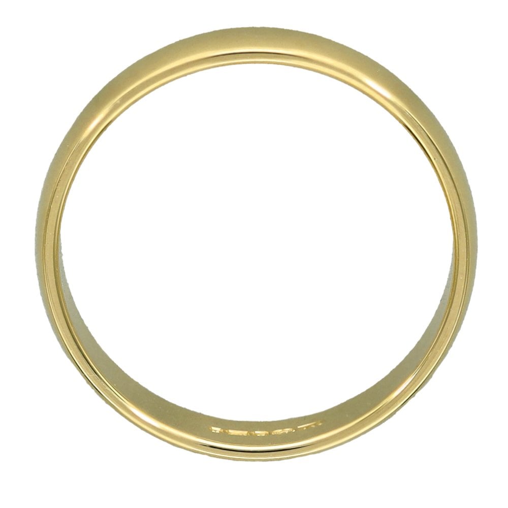9ct Yellow Gold D-Shape Wedding Ring - Size N - 4mm