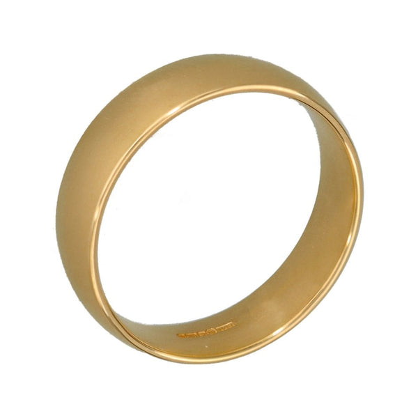 9ct Yellow Gold Court Wedding Ring - Size N - 5mm