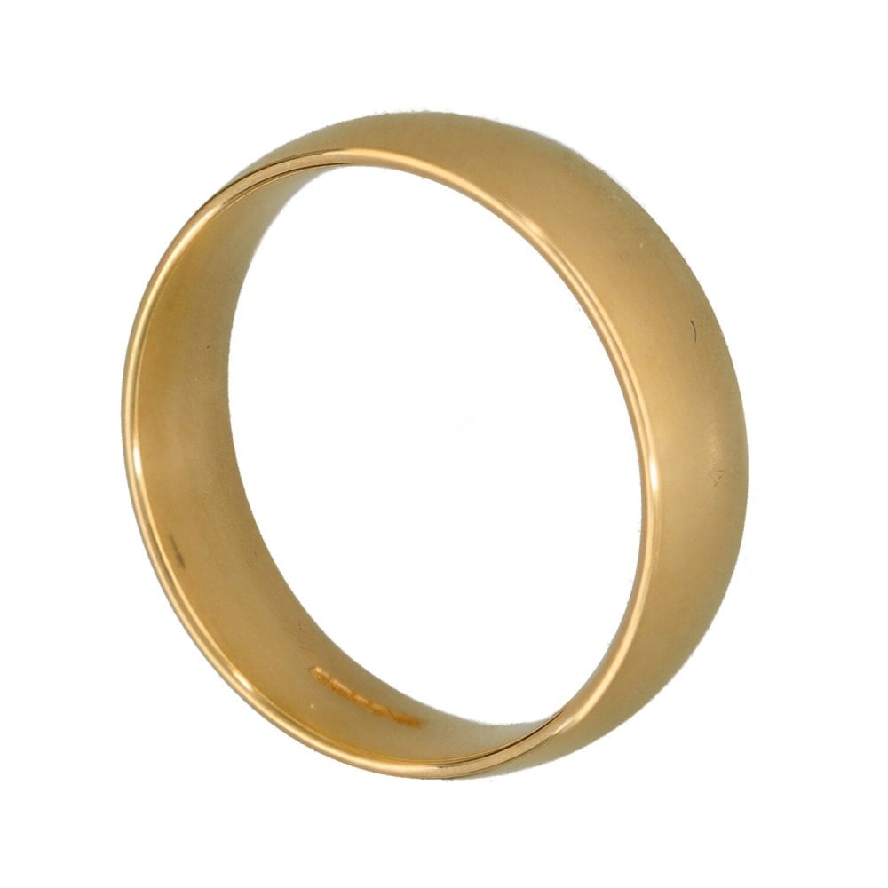 9ct Yellow Gold Court Wedding Ring - Size N - 5mm