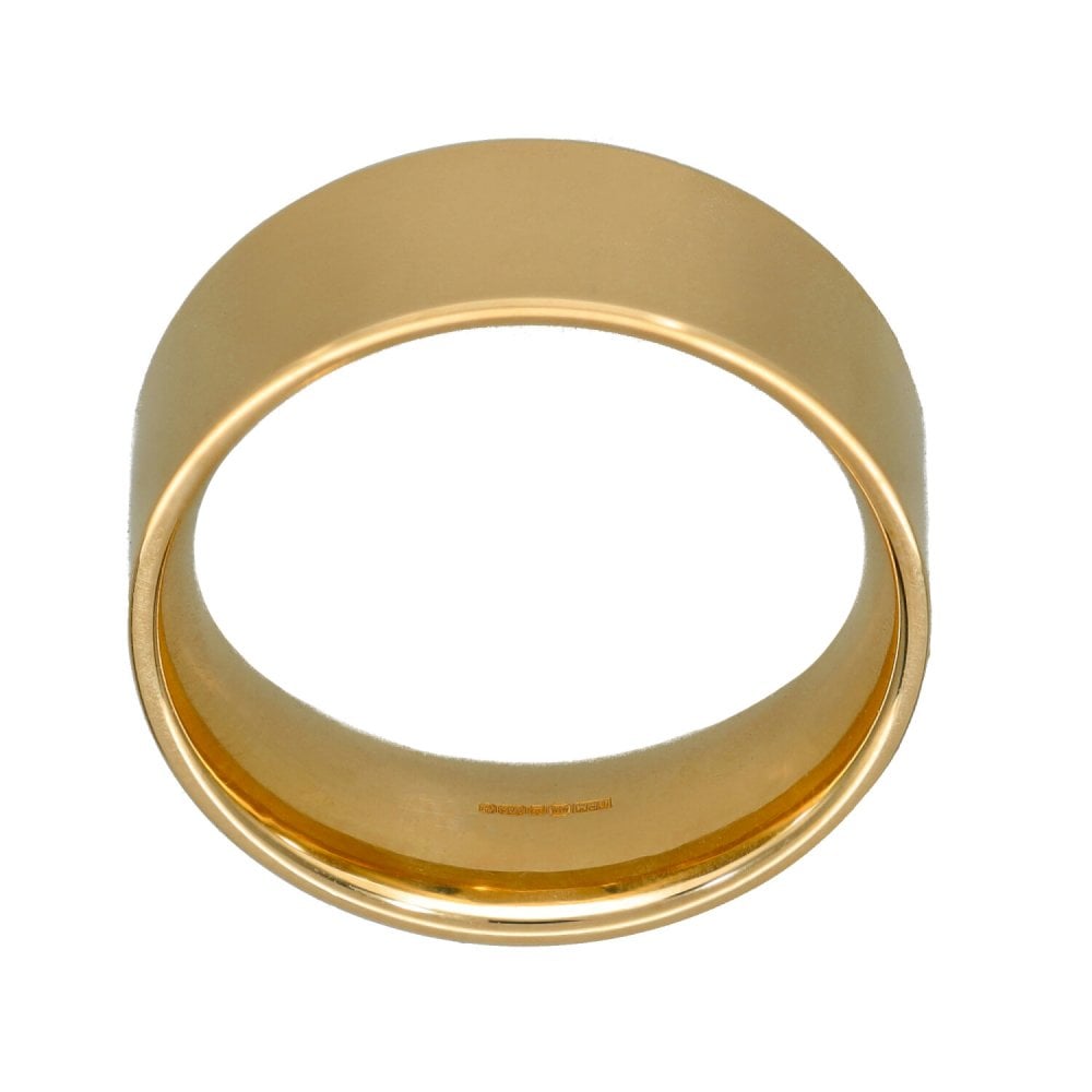 9ct Yellow Gold 8mm Flat Wedding Ring - Size T - 10.0g