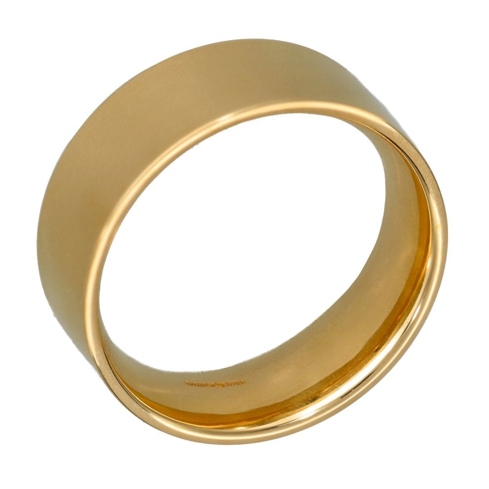 9ct Yellow Gold 8mm Flat Wedding Ring - Size T - 10.0g
