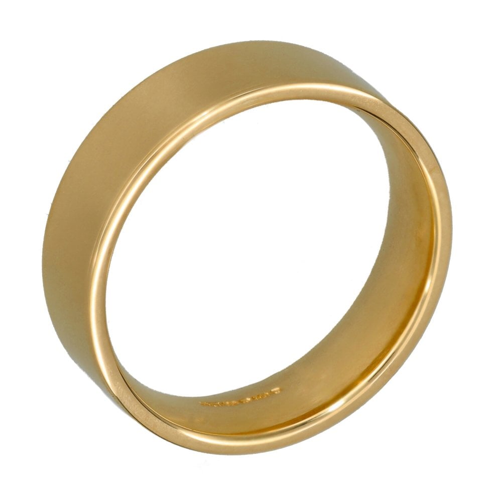 9ct Yellow Gold 6mm Flat Court Wedding Ring - Size T - 7.3g