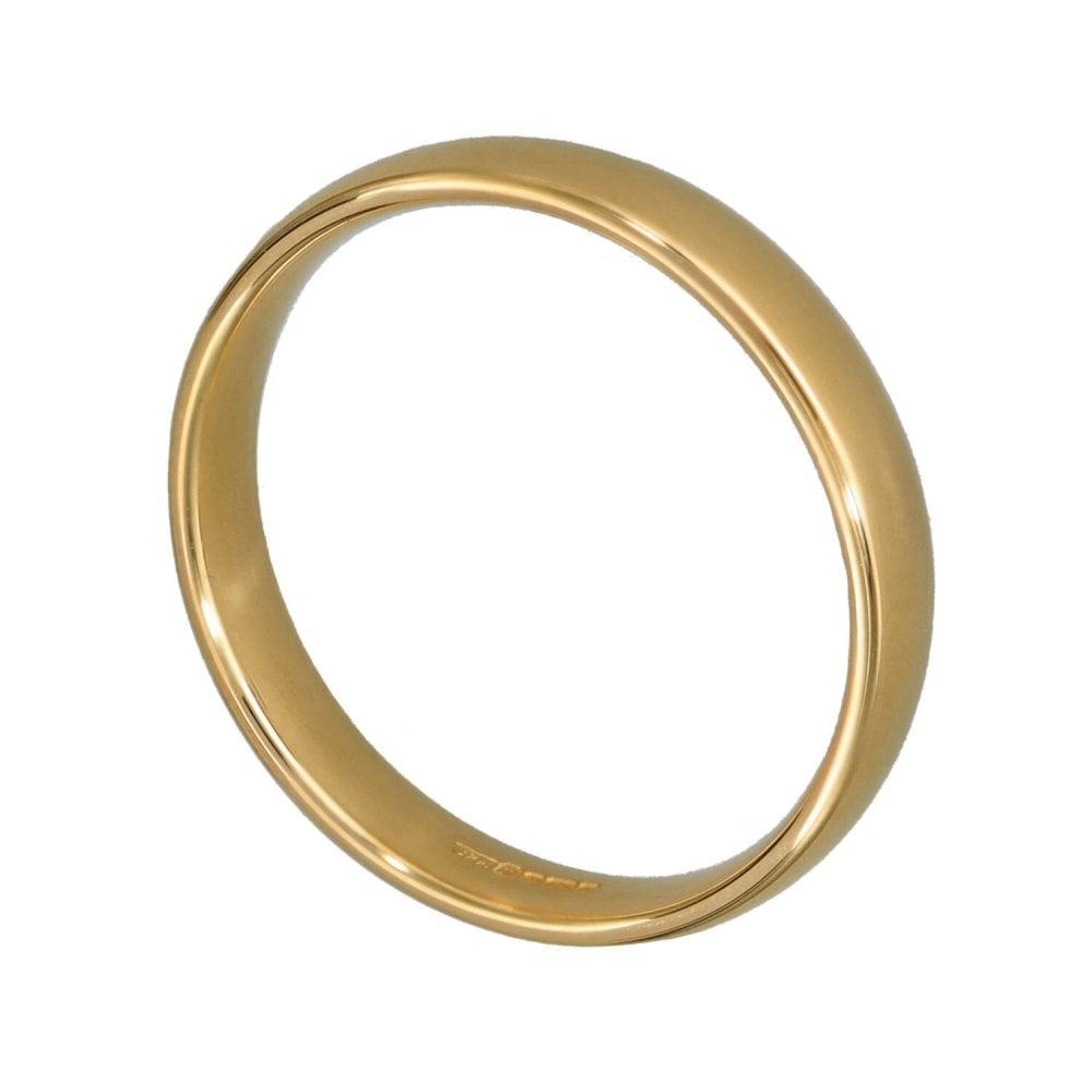 9ct Yellow Gold Court Wedding Ring - Size N - 3mm