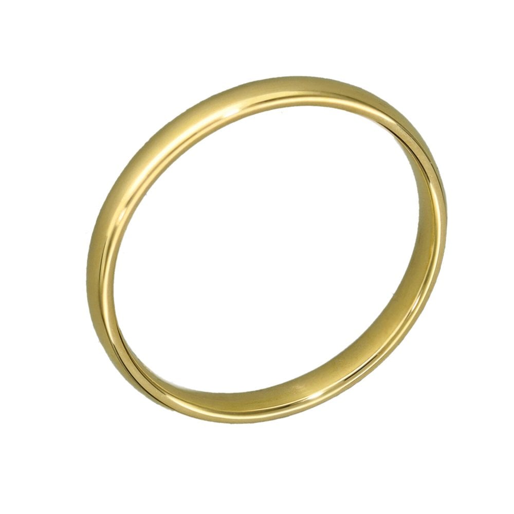 9ct Yellow Gold Court Wedding Ring - Size N - 2mm