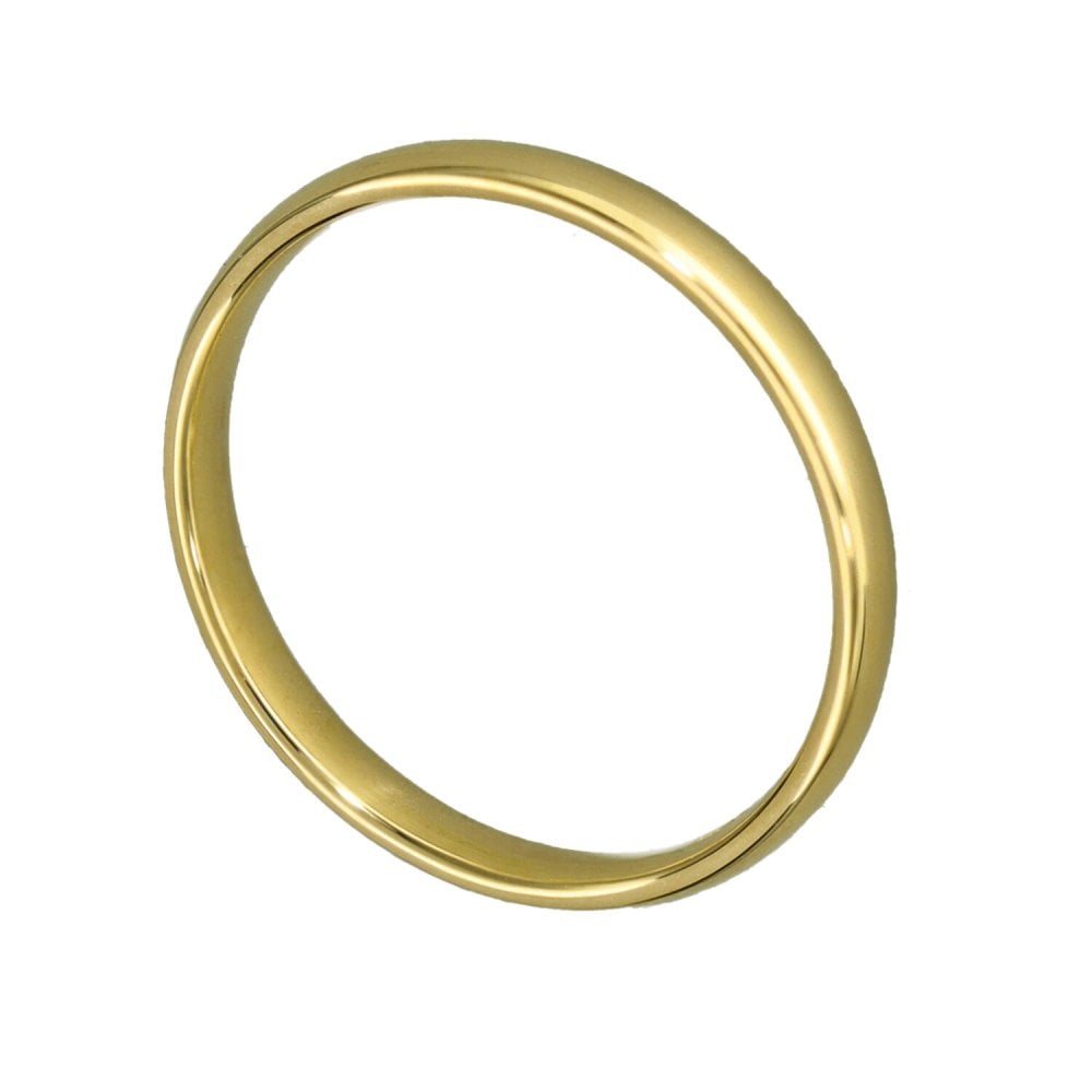 9ct Yellow Gold Court Wedding Ring - Size N - 2mm