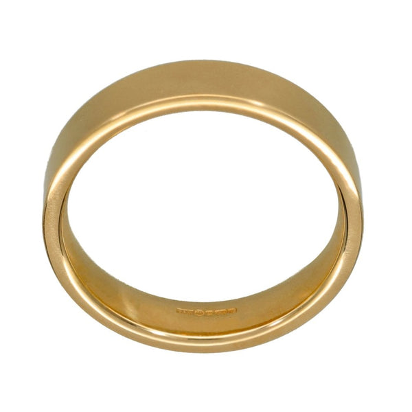 9ct Yellow Gold Flat Court Wedding Ring - Size N - 4mm