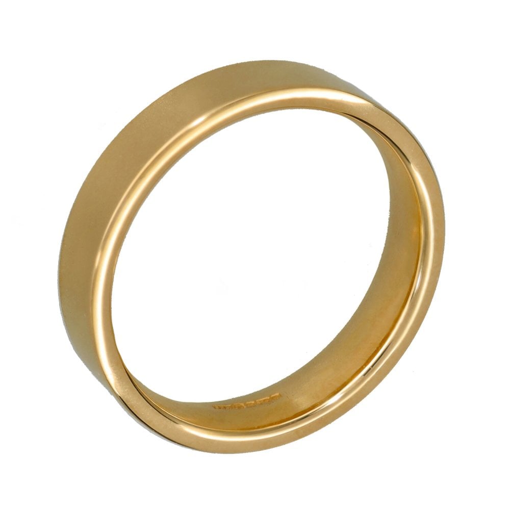 9ct Yellow Gold Flat Court Wedding Ring - Size N - 4mm