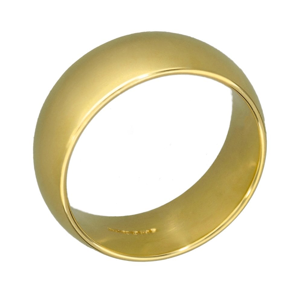 9ct Yellow Gold Court Shape 8mm Wedding Ring - Size T - 10.0g