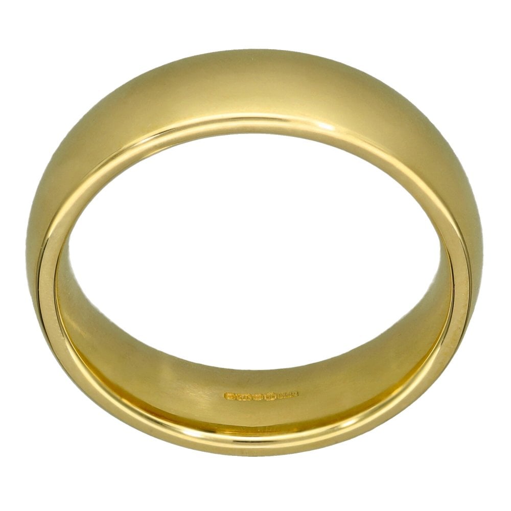 9ct Yellow Gold Court Shape Wedding Ring - Size T - 6mm