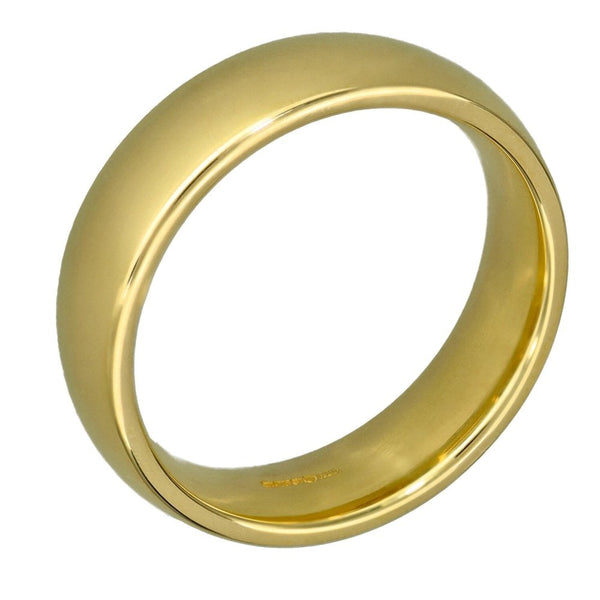9ct Yellow Gold Court Shape Wedding Ring - Size T - 6mm