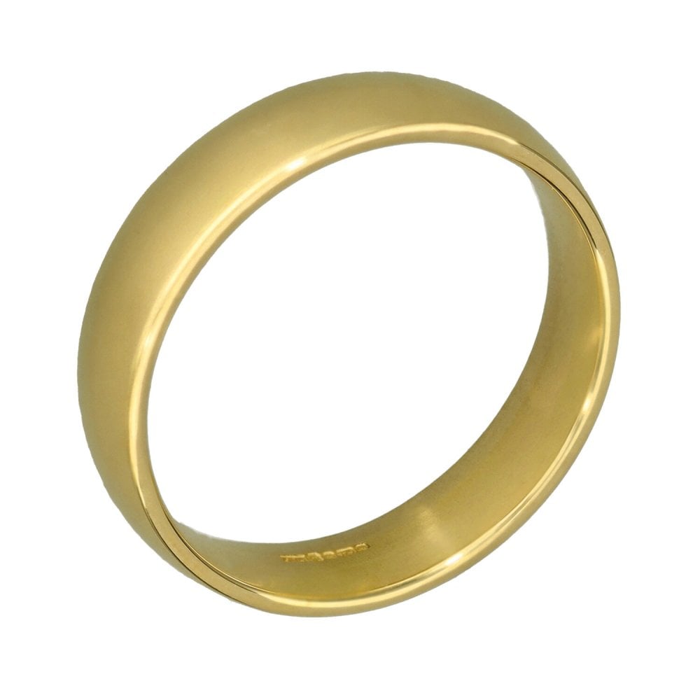 9ct Yellow Gold Court Shape Wedding Ring - Size T - 5mm