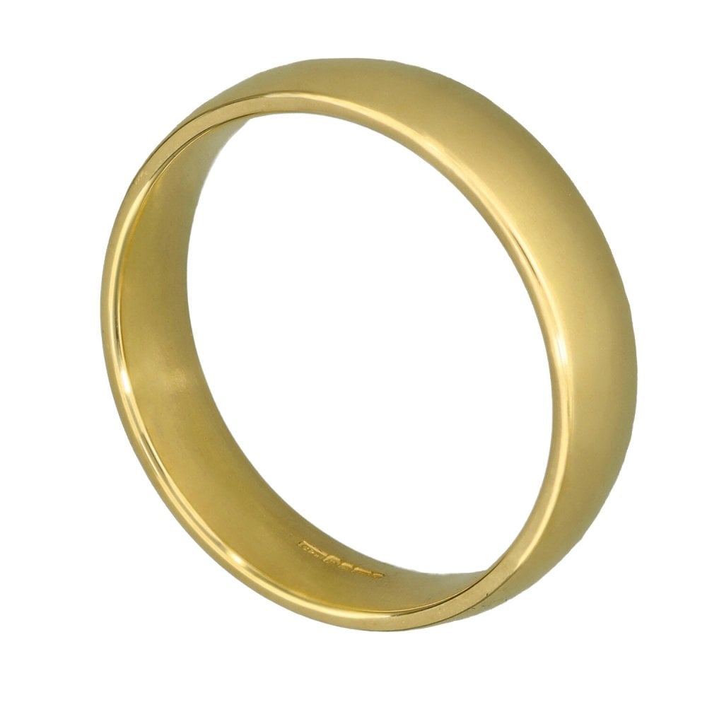 9ct Yellow Gold Court Shape Wedding Ring - Size T - 5mm