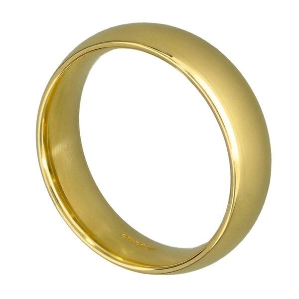 9ct Yellow Gold Court Shape Wedding Ring - Size T - 6mm