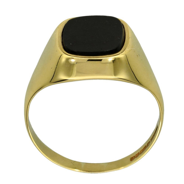 9ct Yellow Gold Black Onyx Signet Ring - Size X