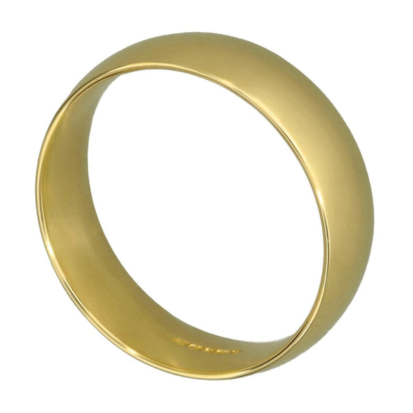 9ct Yellow Gold Court Shape Wedding Ring - Size T - 6mm