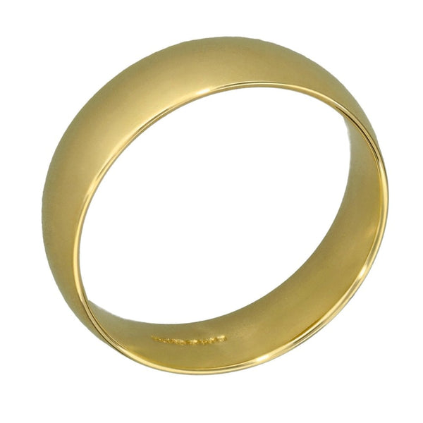 9ct Yellow Gold Court Shape Wedding Ring - Size T - 6mm