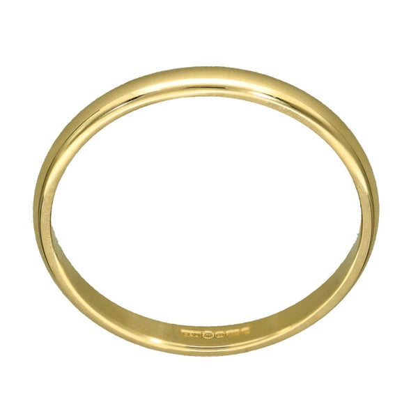 9ct Yellow Gold D-Shape Wedding Ring - Size N - 2mm