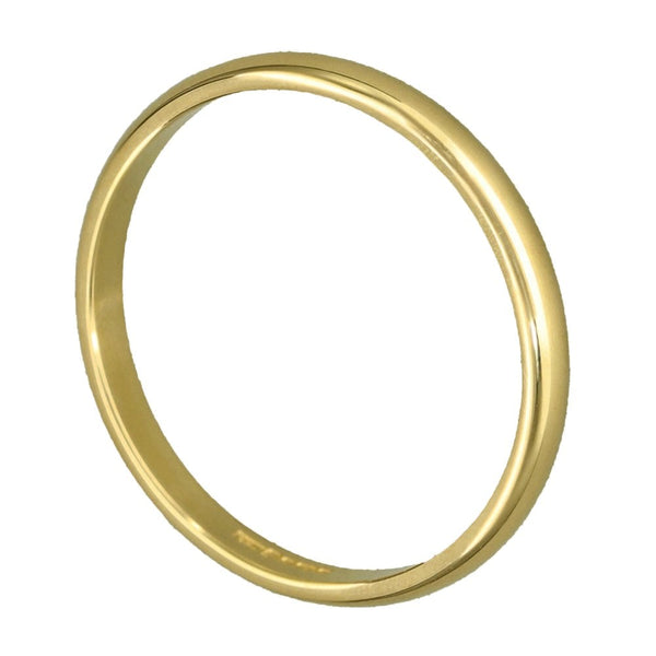 9ct Yellow Gold D-Shape Wedding Ring - Size N - 2mm