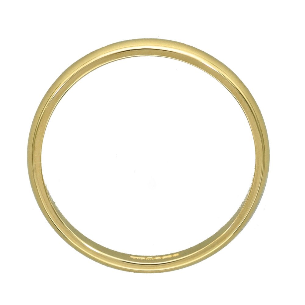 9ct Yellow Gold D-Shape Wedding Ring - Size N - 2mm