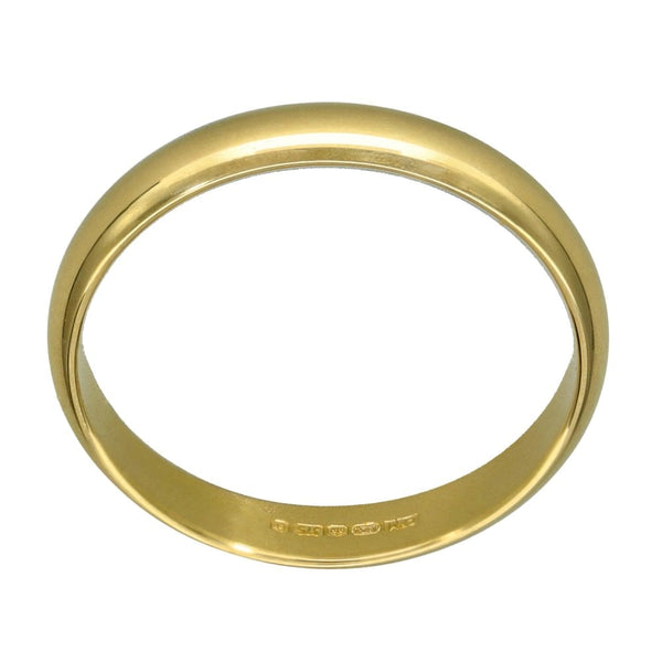 9ct Yellow Gold D-Shape Wedding Ring - Size N - 3mm