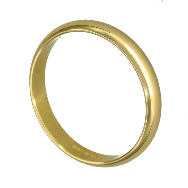 9ct Yellow Gold D-Shape Wedding Ring - Size N - 3mm