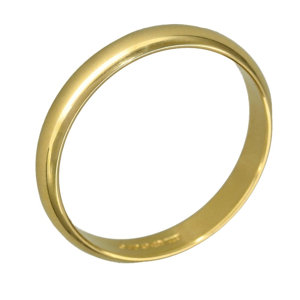 9ct Yellow Gold D-Shape Wedding Ring - Size N - 3mm