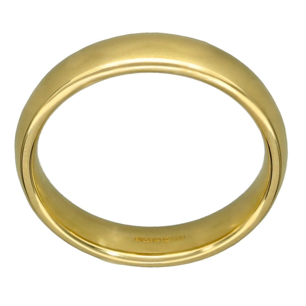 9ct Yellow Gold Court Shape Wedding Ring - Size N - 4mm