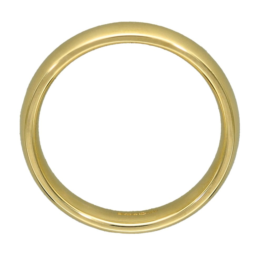 9ct Yellow Gold Court Shape Wedding Ring - Size N - 4mm