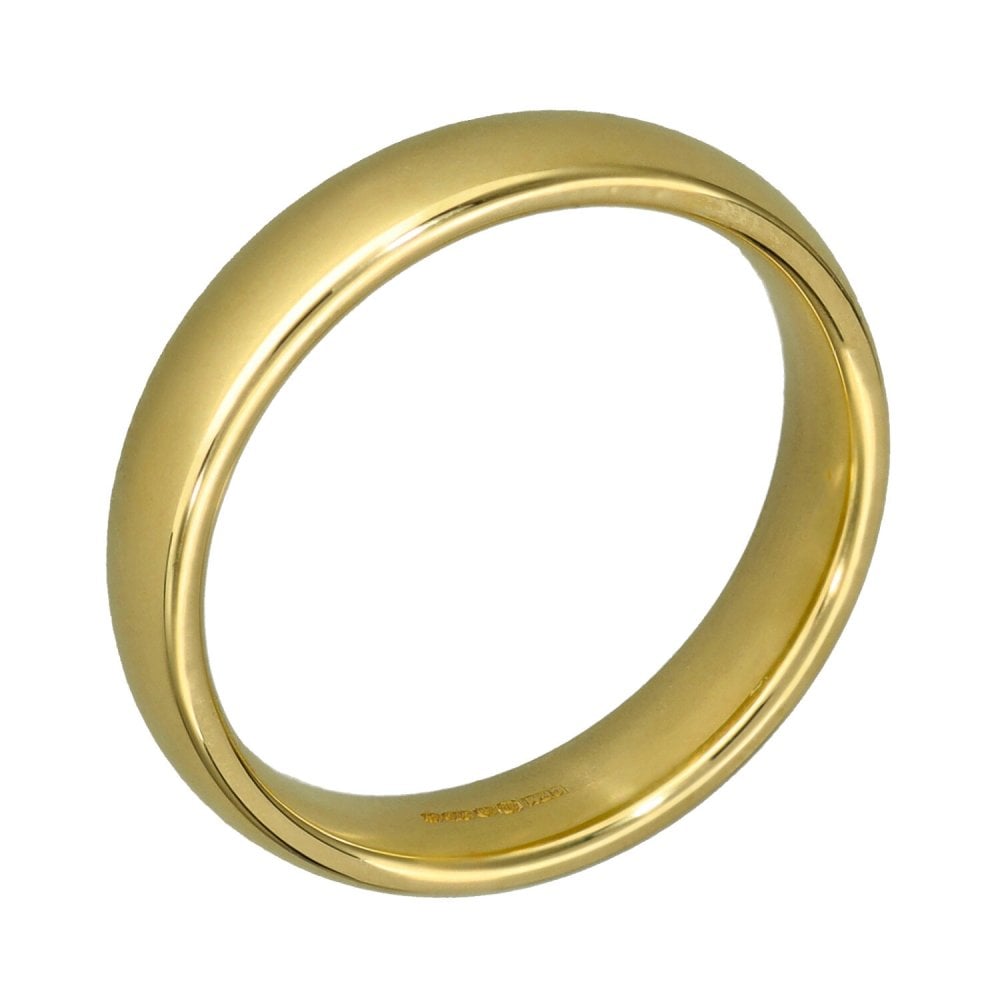 9ct Yellow Gold Court Shape Wedding Ring - Size N - 4mm