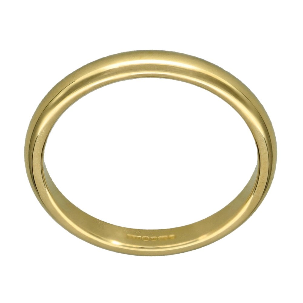 9ct Yellow Gold D-Shape Wedding Band - Size N - 2.5mm